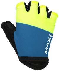 Kids Half Finger Gloves MAX1 11-12 years, blue/fluo yellow
