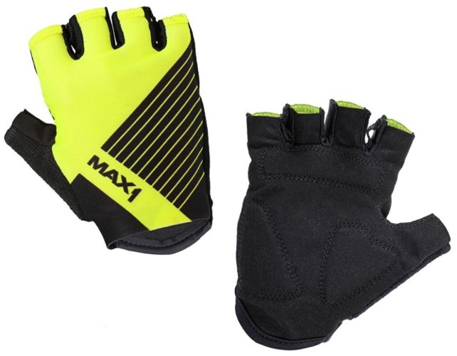 Kids Half Finger Gloves MAX1 Raceday 3-4 years, fluo yellow/black