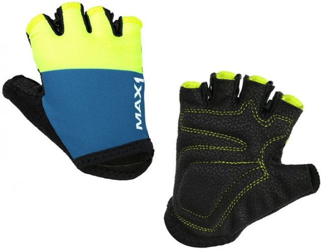 dětské krátkoprsté rukavice MAX1 9-10 let modro/fluo žluté